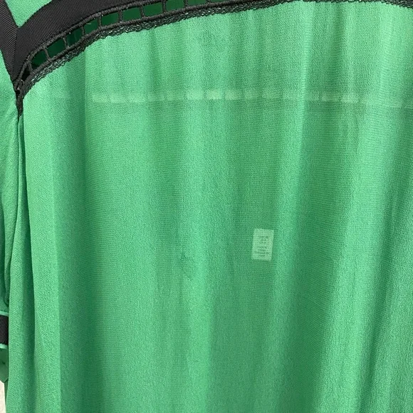 MIDI drop waist green dress with slip - Picture 4 of 6